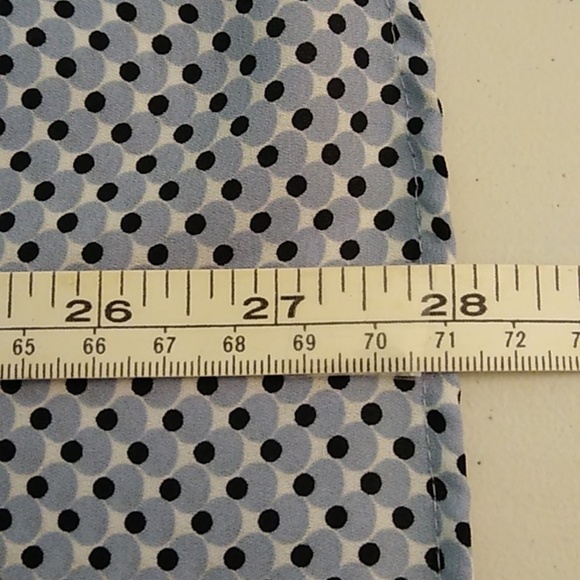 WHO WHAT WEAR BLUE & BLK POLKA DOT, RUFFLE CUFF BUTTON DOWN BLOUSE - Picture 7 of 8